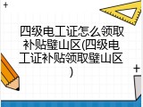 四级电工证怎么领取补贴璧山区(四级电工证补贴领取璧山区)