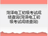 菏泽电工初级考试成绩查询(菏泽电工初级考试成绩查询)