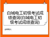 白城电工初级考试成绩查询(白城电工初级考试成绩查询)