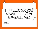 白山电工初级考试成绩查询(白山电工初级考试成绩查询)
