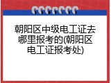 朝阳区中级电工证去哪里报考的(朝阳区电工证报考处)