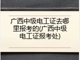 广西中级电工证去哪里报考的(广西中级电工证报考处)