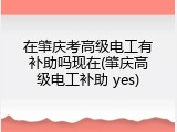 在肇庆考高级电工有补助吗现在(肇庆高级电工补助 yes)
