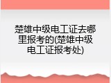 楚雄中级电工证去哪里报考的(楚雄中级电工证报考处)