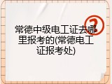 常德中级电工证去哪里报考的(常德电工证报考处)