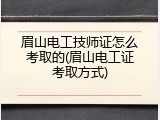 眉山电工技师证怎么考取的(眉山电工证考取方式)