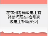 在宿州考高级电工有补助吗现在(宿州高级电工补助多少)