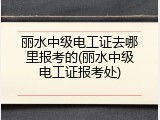 丽水中级电工证去哪里报考的(丽水中级电工证报考处)
