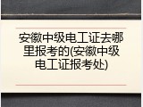 安徽中级电工证去哪里报考的(安徽中级电工证报考处)