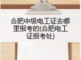 合肥中级电工证去哪里报考的(合肥电工证报考处)