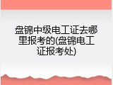 盘锦中级电工证去哪里报考的(盘锦电工证报考处)
