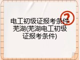 电工初级证报考条件芜湖(芜湖电工初级证报考条件)
