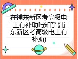 在浦东新区考高级电工有补助吗知乎(浦东新区考高级电工有补助)