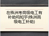 在株洲考高级电工有补助吗知乎(株洲高级电工补助)
