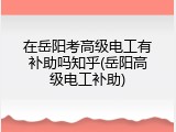 在岳阳考高级电工有补助吗知乎(岳阳高级电工补助)