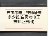 自贡考电工技师证要多少钱(自贡考电工技师证费用)