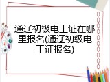 通辽初级电工证在哪里报名(通辽初级电工证报名)