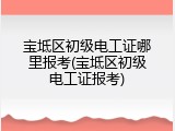 宝坻区初级电工证哪里报考(宝坻区初级电工证报考)