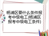 杨浦区要什么条件报考中级电工(杨浦区报考中级电工条件)