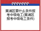 黄浦区要什么条件报考中级电工(黄浦区报考中级电工条件)