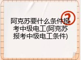 阿克苏要什么条件报考中级电工(阿克苏报考中级电工条件)