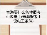 青海要什么条件报考中级电工(青海报考中级电工条件)