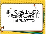 那曲初级电工证怎么考取的(那曲初级电工证考取方式)