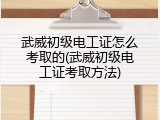 武威初级电工证怎么考取的(武威初级电工证考取方法)