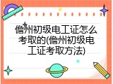 儋州初级电工证怎么考取的(儋州初级电工证考取方法)