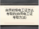 自贡初级电工证怎么考取的(自贡电工证考取方法)