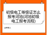 初级电工等级证怎么报考河池(河池初级电工报考流程)