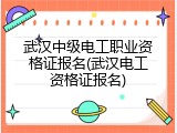 武汉中级电工职业资格证报名(武汉电工资格证报名)