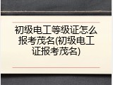 初级电工等级证怎么报考茂名(初级电工证报考茂名)