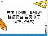 自贡中级电工职业资格证报名(自贡电工资格证报名)