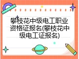 攀枝花中级电工职业资格证报名(攀枝花中级电工证报名)