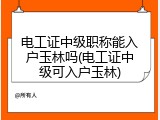 电工证中级职称能入户玉林吗(电工证中级可入户玉林)