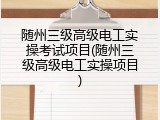 随州三级高级电工实操考试项目(随州三级高级电工实操项目)