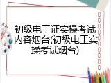 初级电工证实操考试内容烟台(初级电工实操考试烟台)