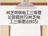 林芝高级电工三级理论答题技巧(林芝电工三级理论技巧)