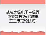 武威高级电工三级理论答题技巧(武威电工三级理论技巧)