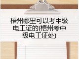 梧州哪里可以考中级电工证的(梧州考中级电工证处)