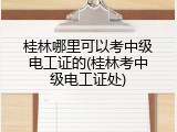 桂林哪里可以考中级电工证的(桂林考中级电工证处)