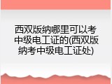 西双版纳哪里可以考中级电工证的(西双版纳考中级电工证处)