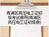 青浦区高压电工证初级考试费用(青浦区高压电工证初级费)