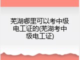 芜湖哪里可以考中级电工证的(芜湖考中级电工证)