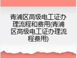 青浦区高级电工证办理流程和费用(青浦区高级电工证办理流程费用)