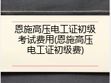 恩施高压电工证初级考试费用(恩施高压电工证初级费)