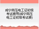 咸宁高压电工证初级考试费用(咸宁高压电工证初级考试费)