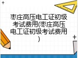 枣庄高压电工证初级考试费用(枣庄高压电工证初级考试费用)
