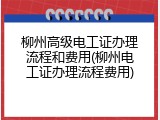柳州高级电工证办理流程和费用(柳州电工证办理流程费用)